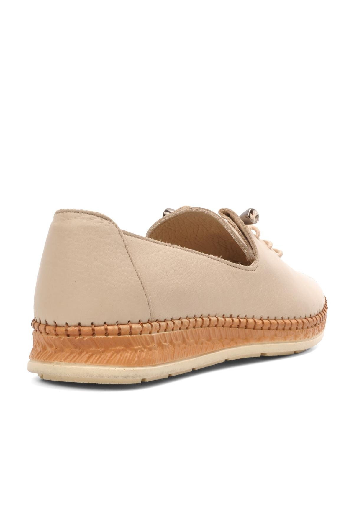 Ayakmod Bej Hakiki Deri Kadın Günlük Ayakkabı