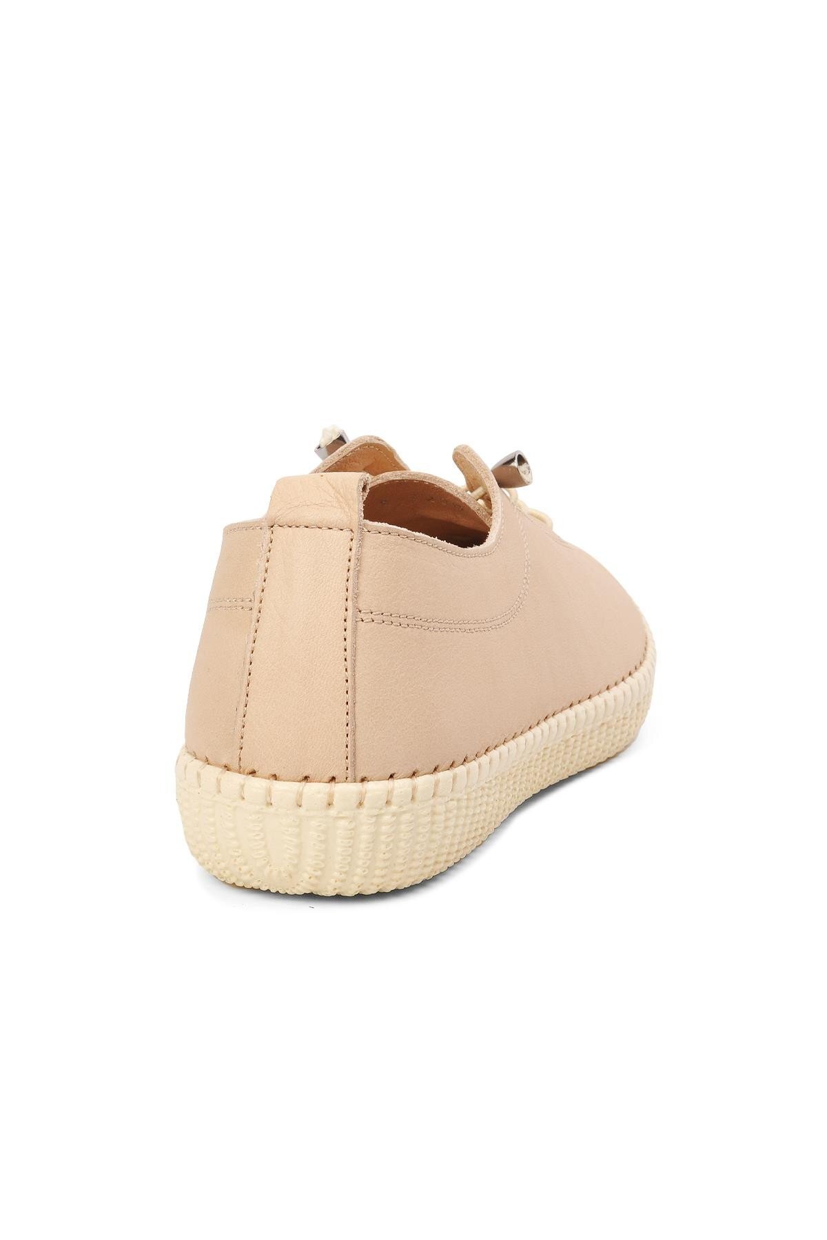 Bej Hakiki Deri Kadın Günlük Ayakkabı