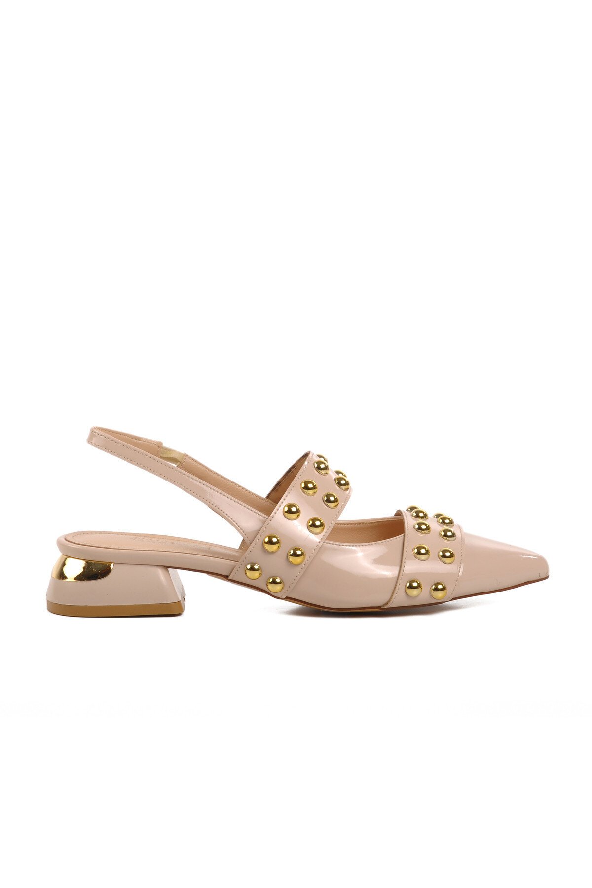 Ayakmod Bej Rugan Tokalı Kadın Topuklu Ayakkabı