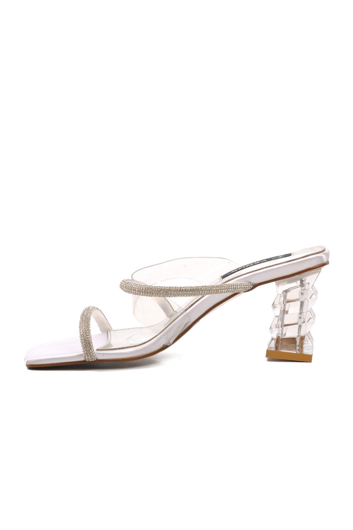 Ayakmod Beyaz Kadın Topuklu Terlik