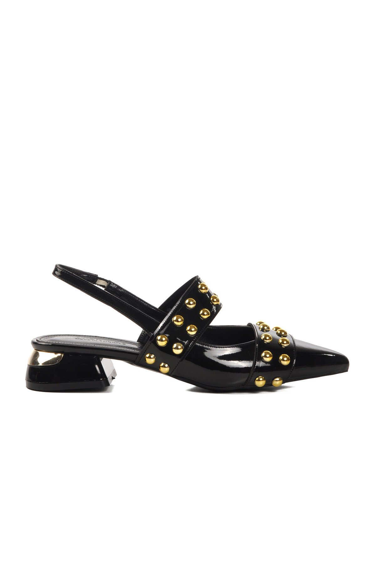 Ayakmod Siyah Rugan Tokalı Kadın Topuklu Ayakkabı