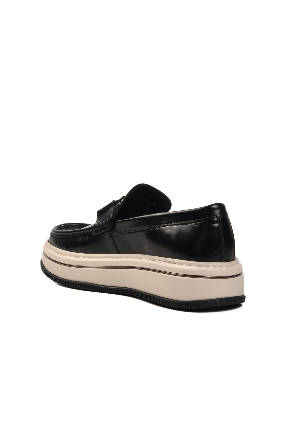 Siyah-Beyaz Hakiki Deri Erkek Günlük Ayakkabı 152-21108 M