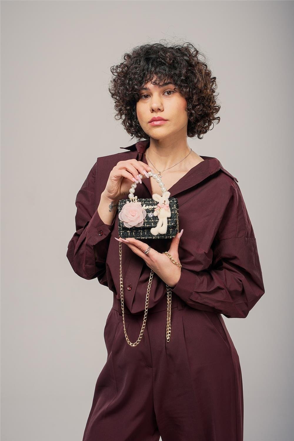 Siyah-Beyaz Kadın Omuz Çantası 17944 Çanta