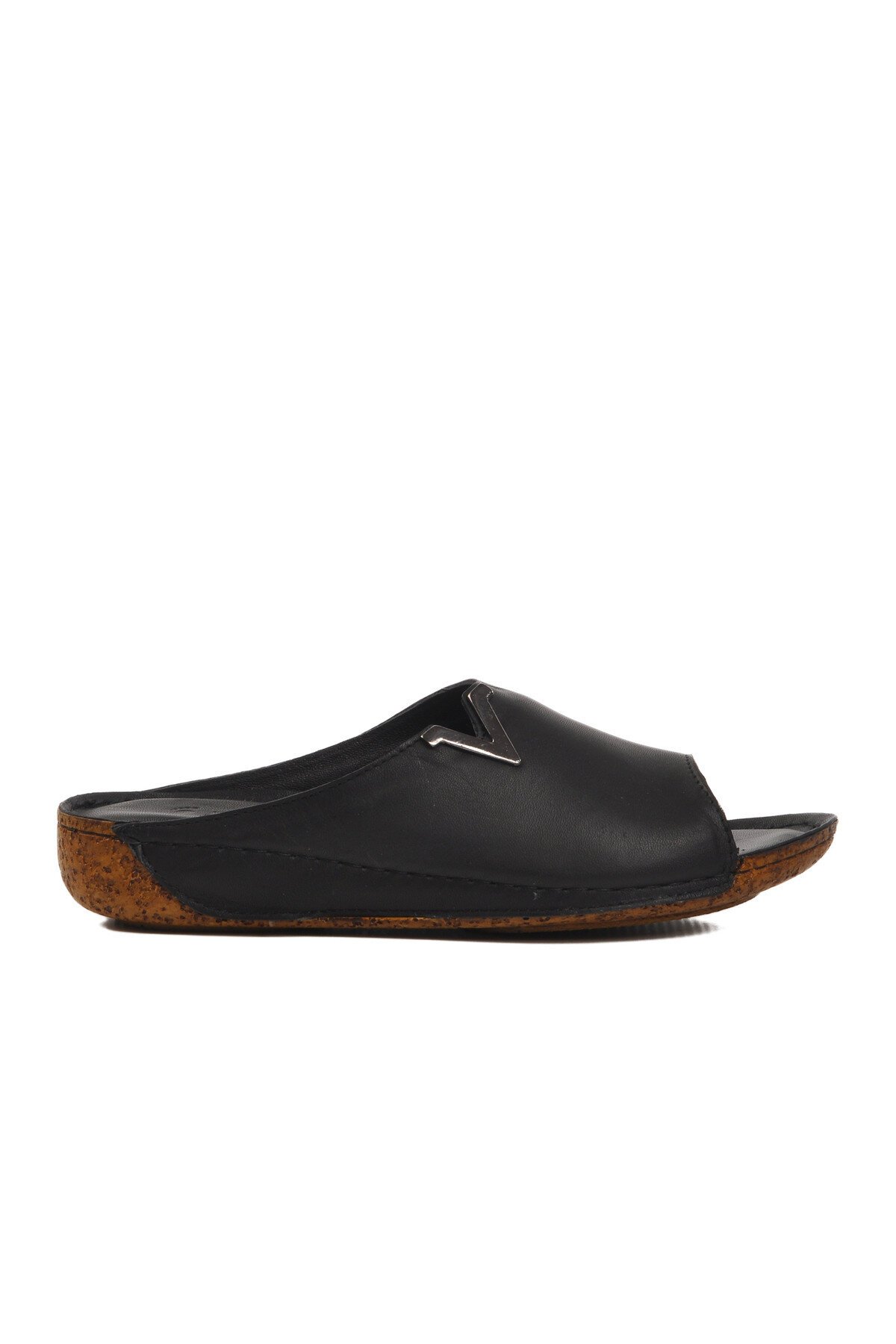 Siyah Hakiki Deri Kadın Terlik 002 Z