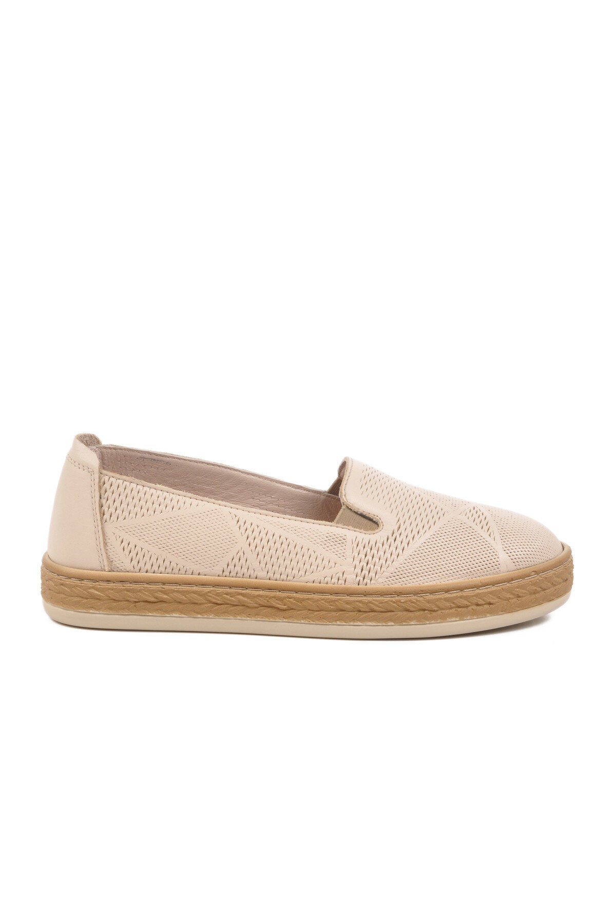 Bej Hakiki Deri Kadın Günlük Ayakkabı F-2036 Z