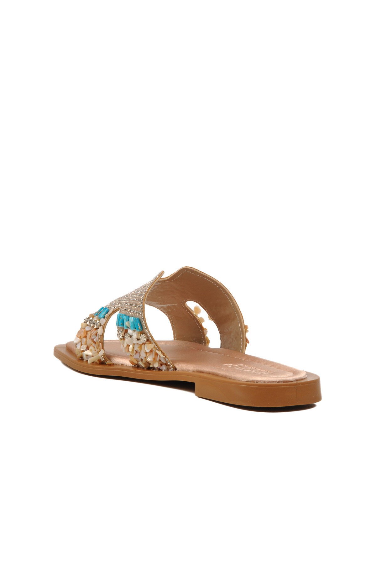 Bej Saten Deri Kadın Terlik 246048 Z