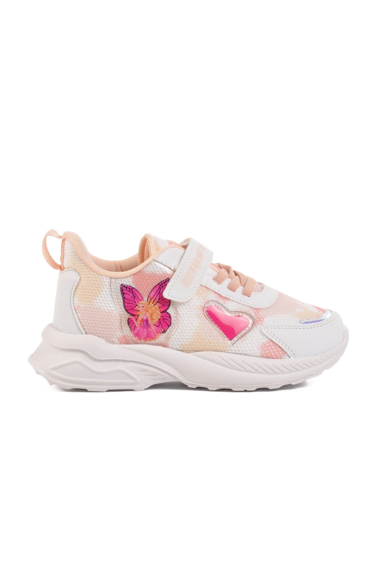 Beyaz-Pudra Fileli Cırtlı Çocuk Spor Ayakkabı 2340 F