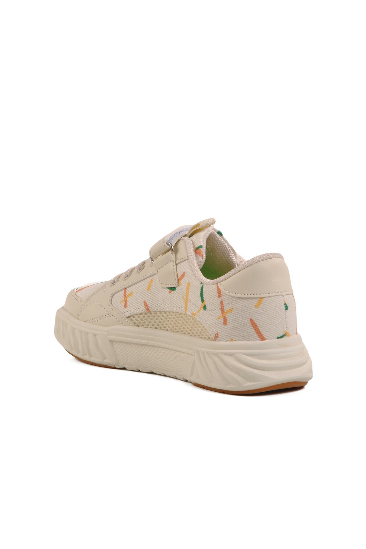 Krem Cırtlı Hafif Çocuk Spor Ayakkabı 1883 F