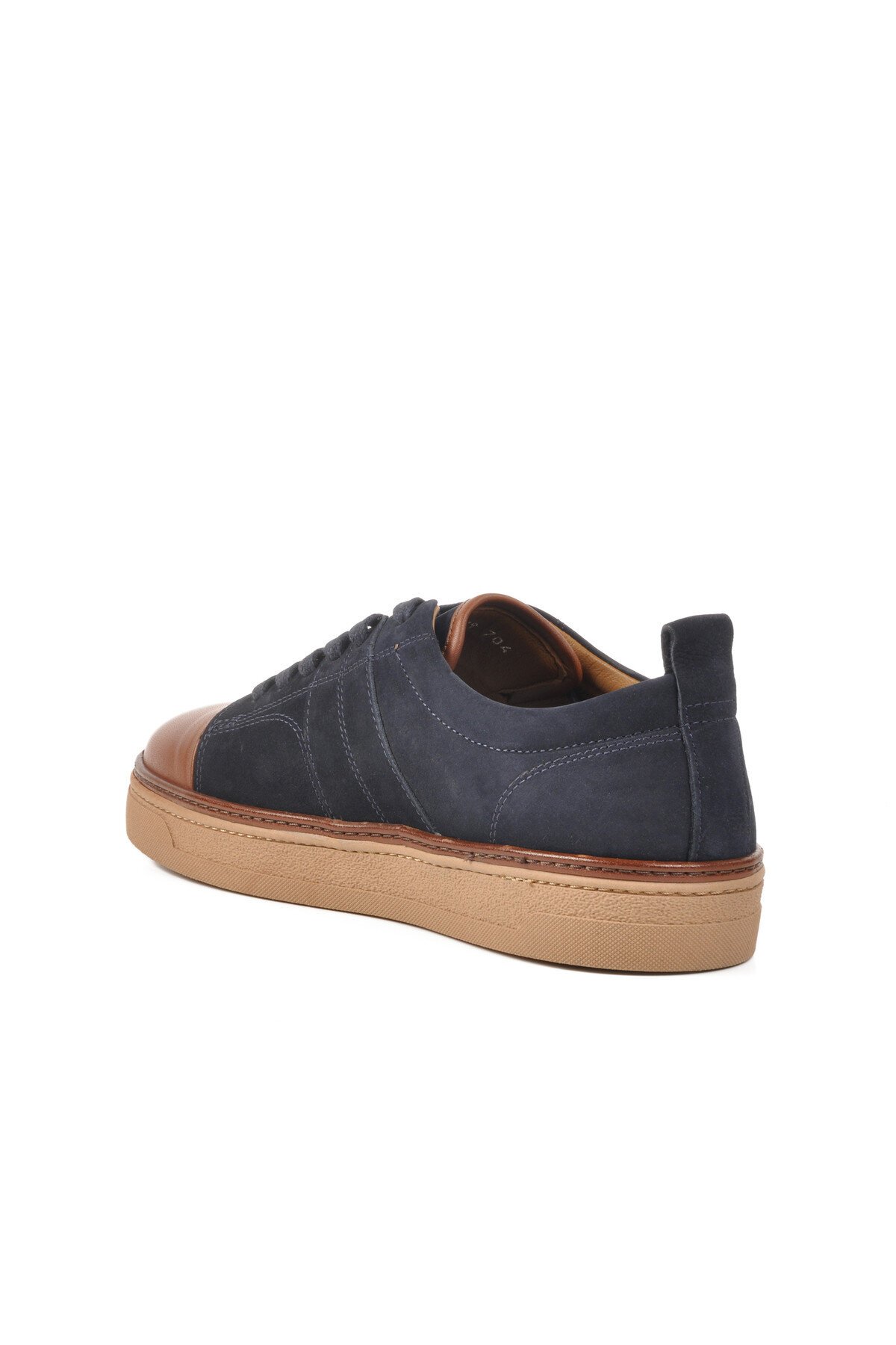 Lacivert-Kahve Hakiki Deri Erkek Sneaker 3K1973-C704 M