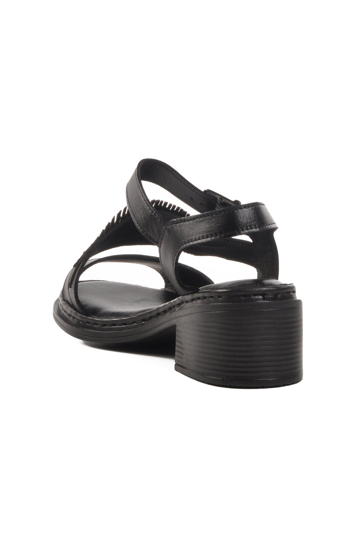 Siyah Hakiki Deri Kadın Topuklu Sandalet 25020310Y Z