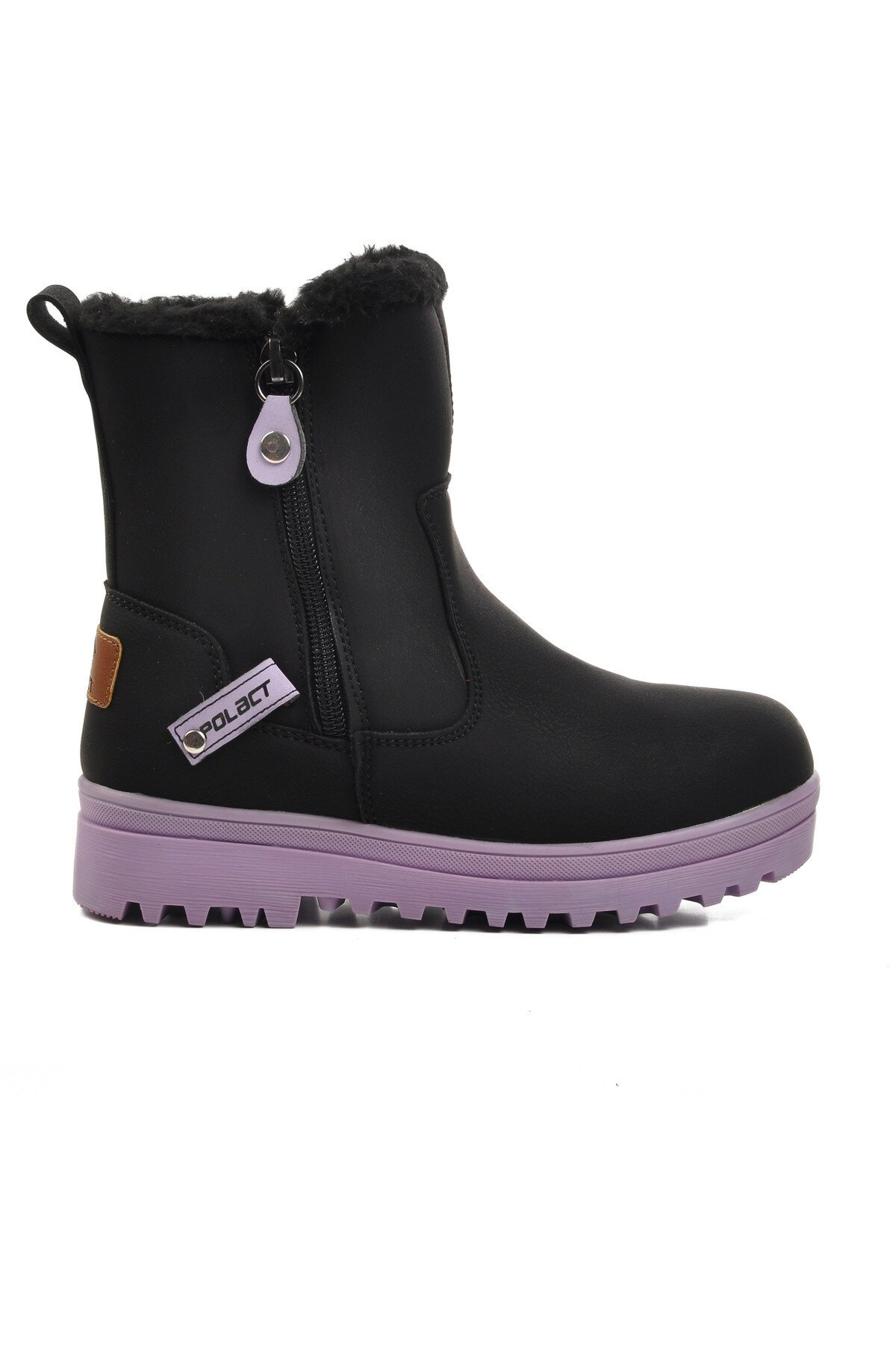 Siyah-Lila Fermuarlı Çocuk Bot 23003 F