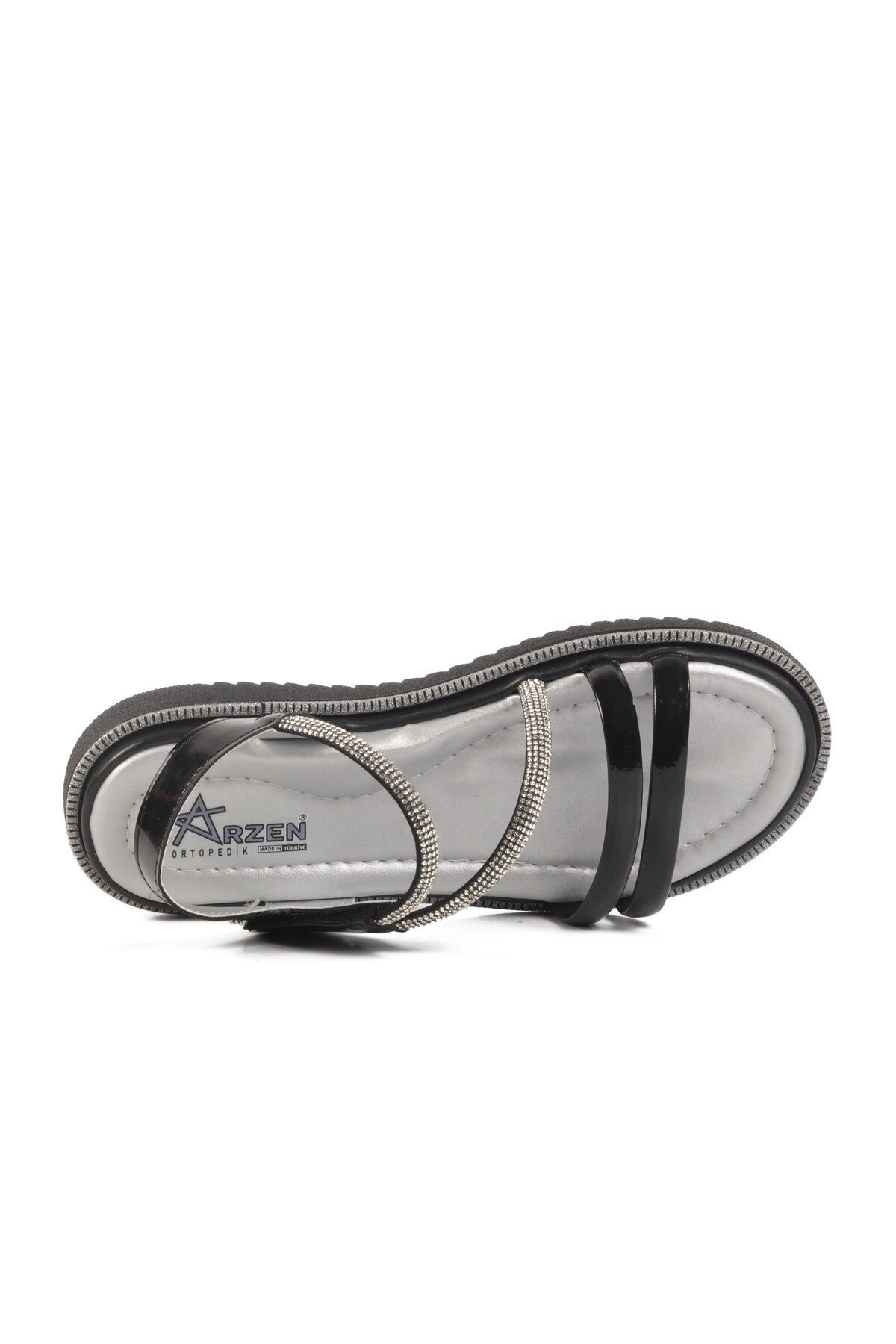 Siyah Rugan Ortopedik Kız Çocuk Sandalet 25T103 F