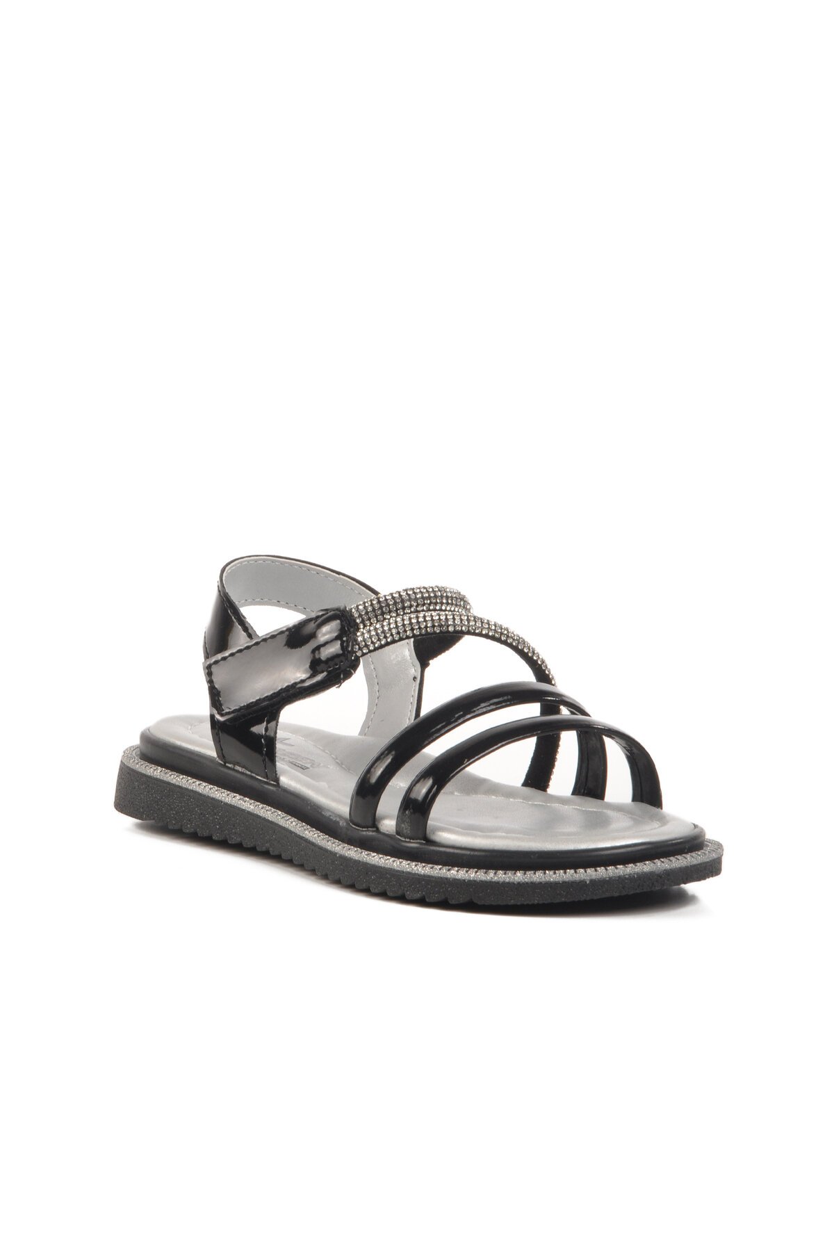 Siyah Rugan Ortopedik Kız Çocuk Sandalet 25T103 P