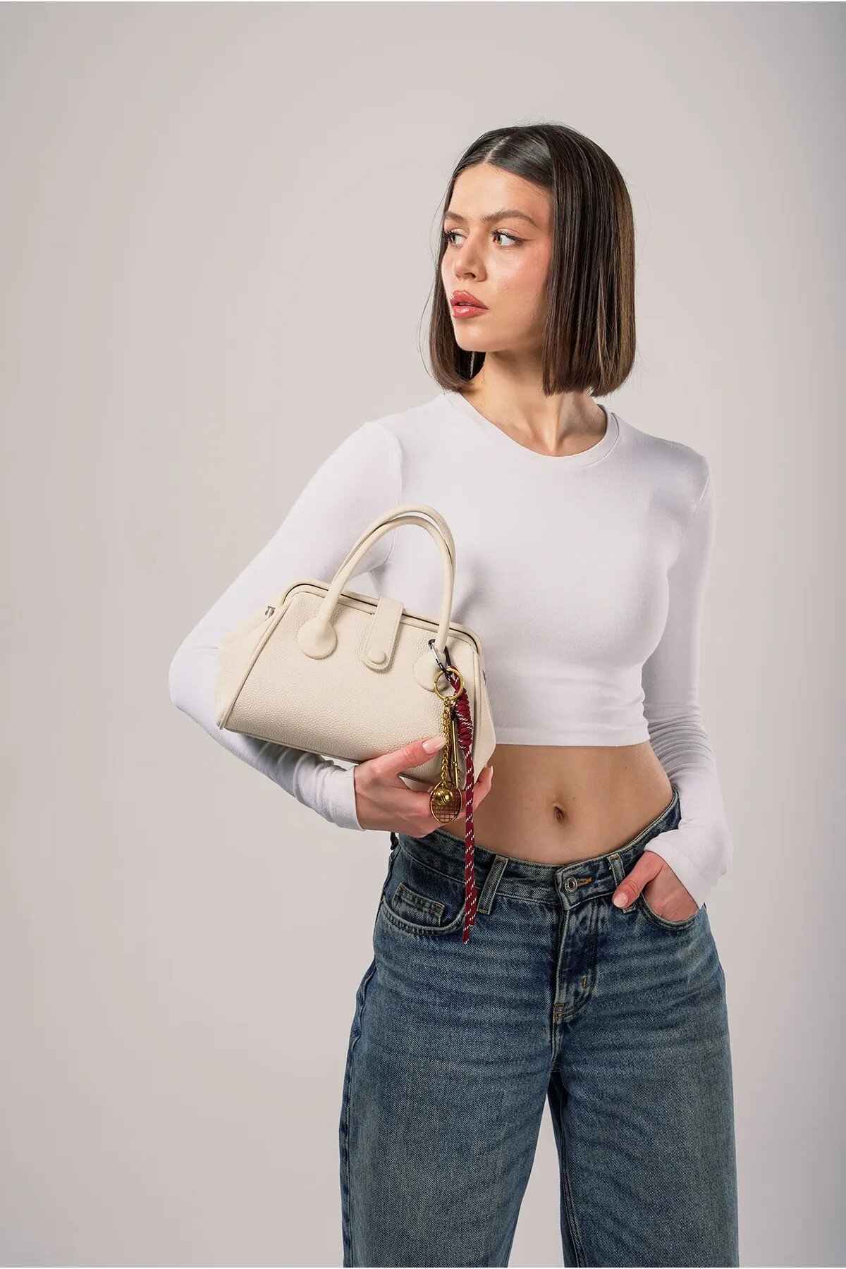 Beyaz Kadın El Ve Omuz Çantası Ççs 18035