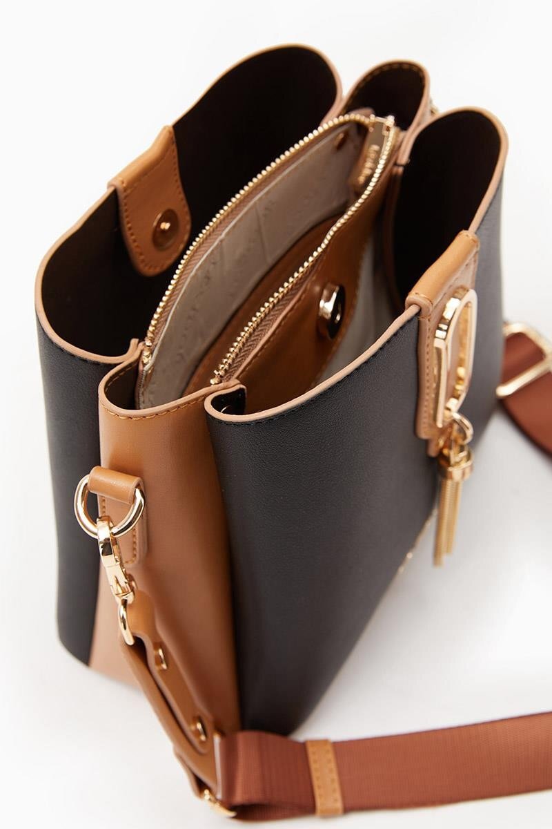 Siyah-Camel  Kadın Omuz Çantası 930126