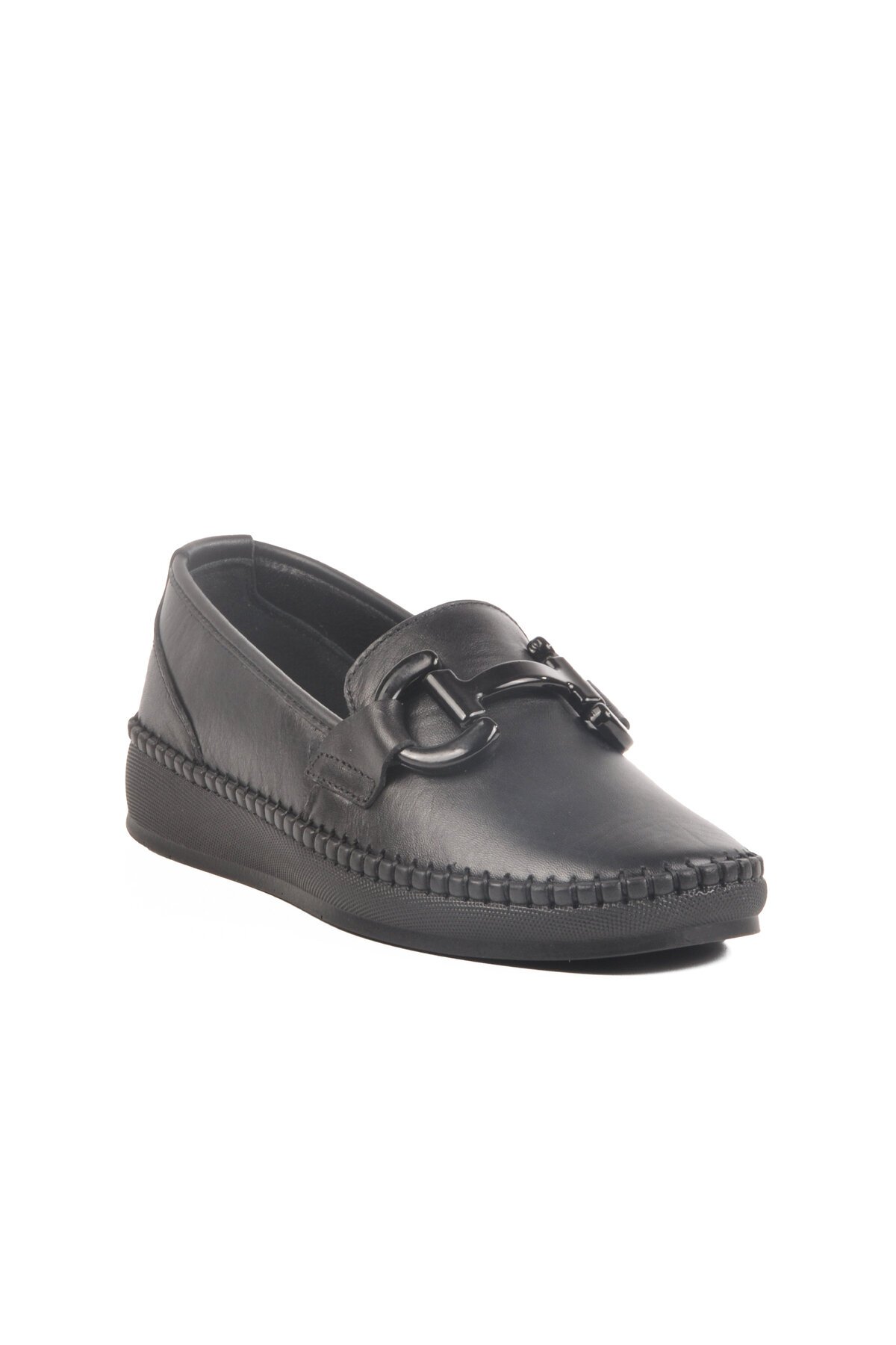 Siyah Hakiki Deri Kadın Günlük Ayakkabı F-2045 Z