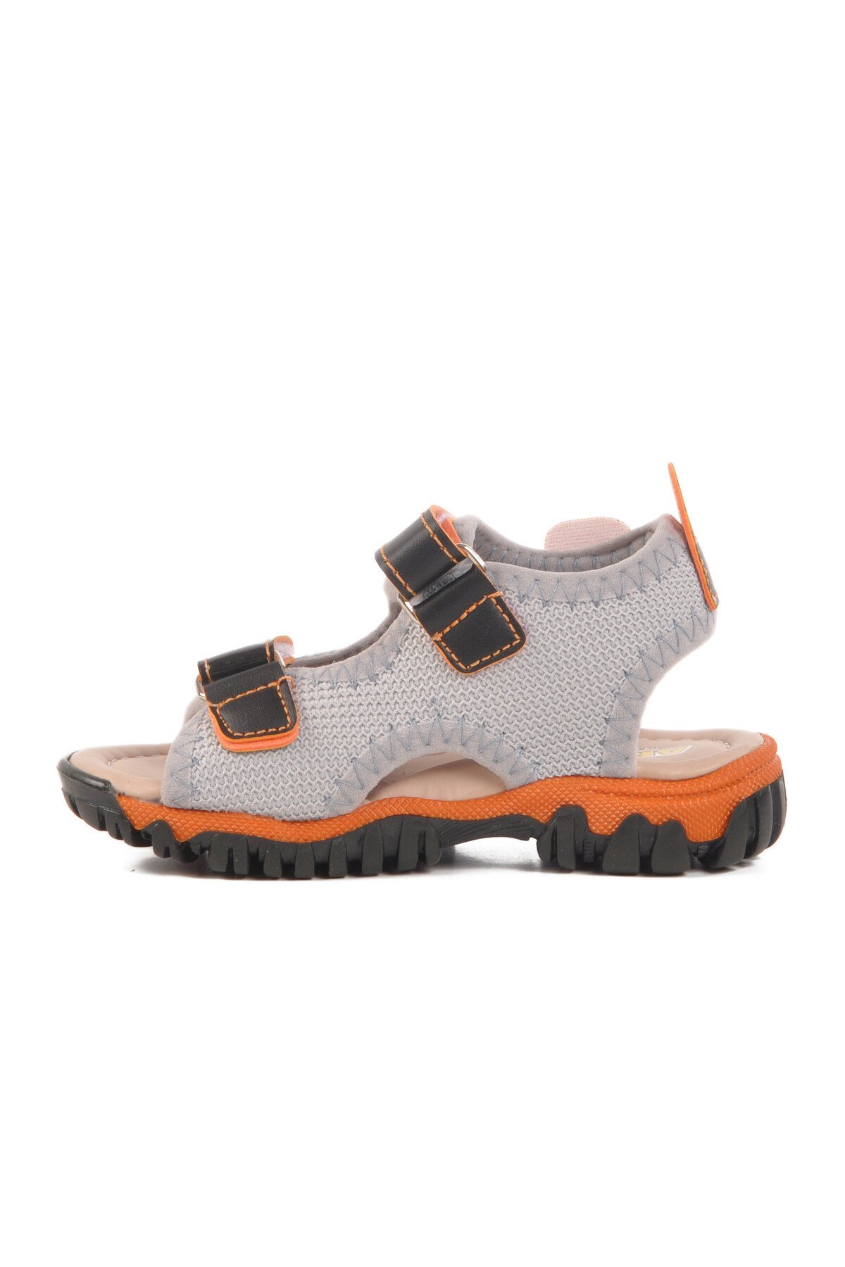 Siyah-Turuncu Ortopedik Taban Erkek Çocuk Sandalet 25T102 B