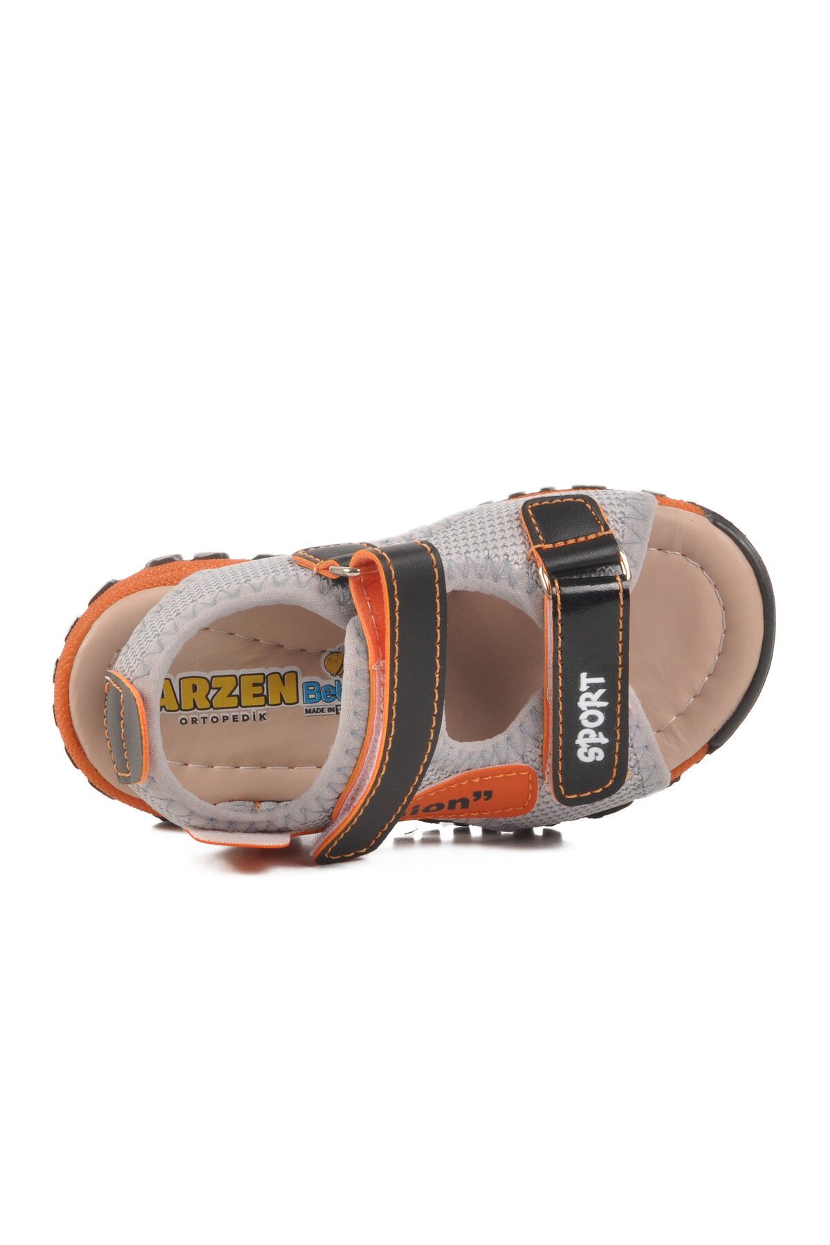 Siyah-Turuncu Ortopedik Taban Erkek Çocuk Sandalet 25T102 B