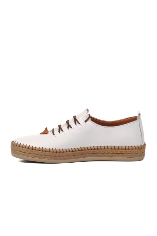 Ayakmod Hakiki Deri Beyaz Kadın Günlük Ayakkabı