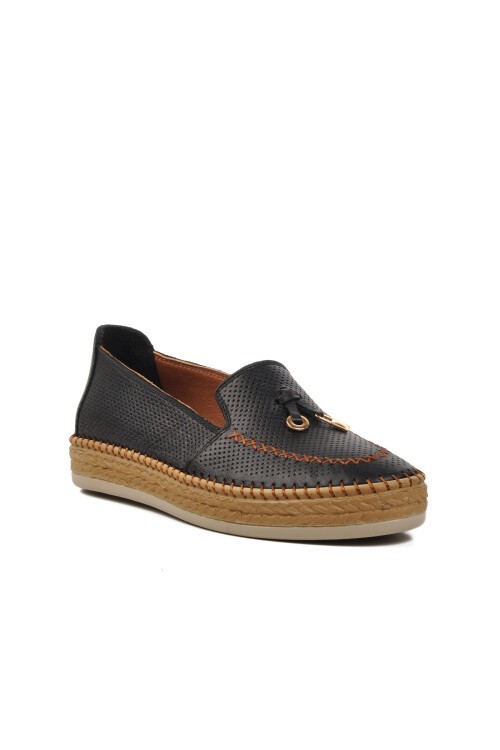 Ayakmod Geniş Kalıp  Siyah Kadın Loafer Ayakkabı