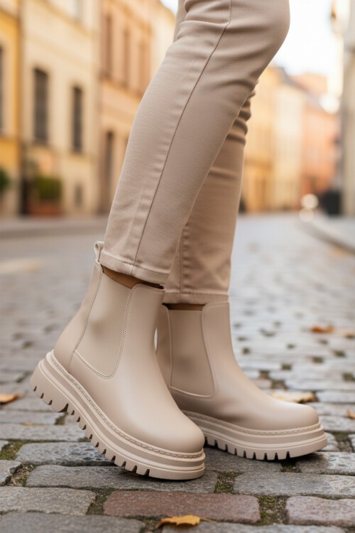 Bej Cilt İçi kürklü Kadın Bot 473093 Z