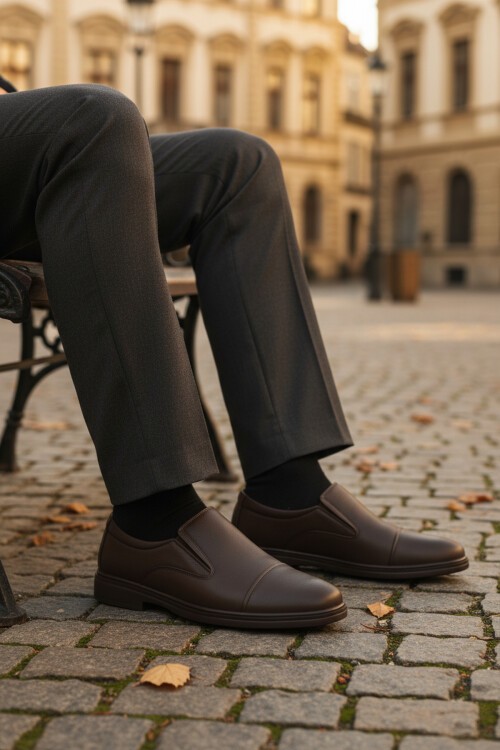 Kahve Hakiki Deri Erkek Klasik Ayakkabı 425 M