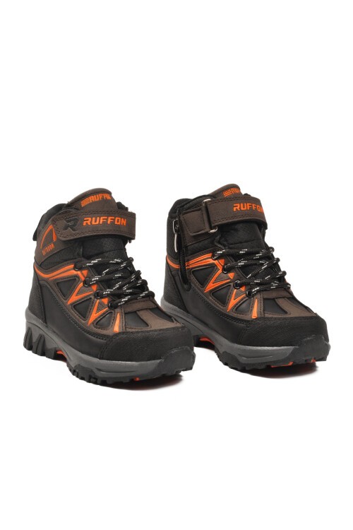 Kahve-Turuncu Fermuarlı Çocuk Outdoor Bot 2301 P