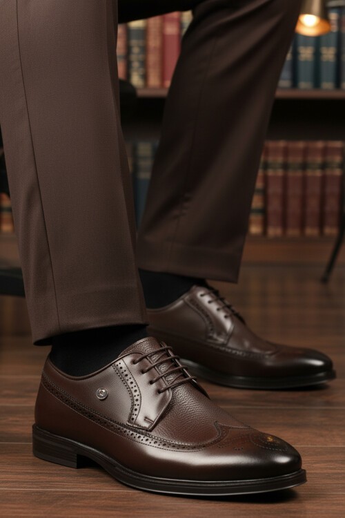 Kahverengi Hakiki Deri Erkek Klasik Ayakkabı 1571116 M