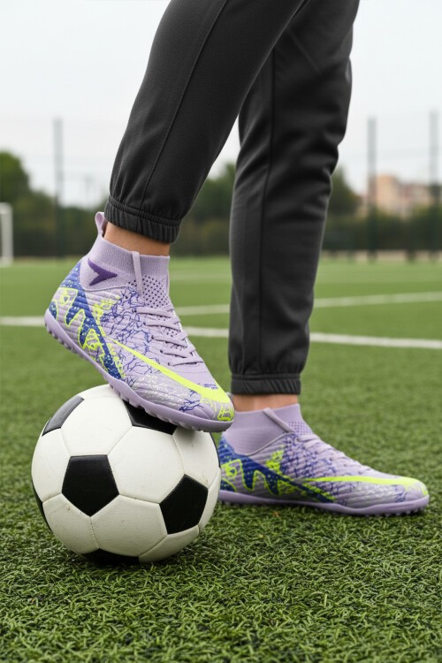 Lila-Mor Çoraplı Unisex Halı Saha Ayakkabısı Air 600 G