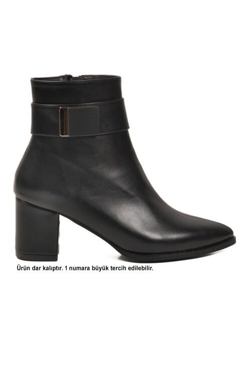 Siyah Deri Kadın Bot 262326 Z (Dar Kalıp)
