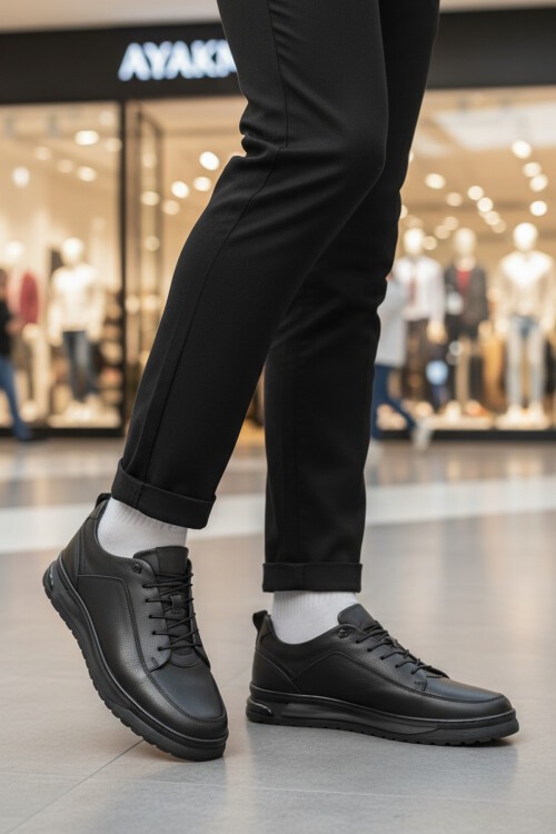 Siyah Hakiki Deri Tokalı Erkek Günlük Ayakkabı 138 M