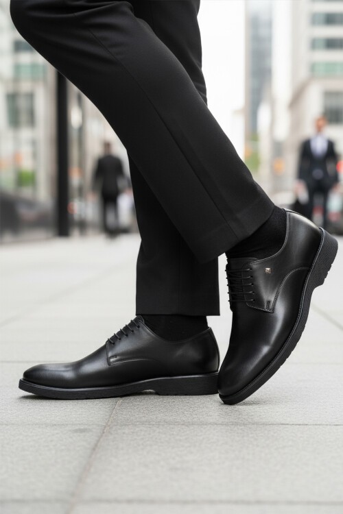 Siyah Hakiki Deri Erkek Klasik Ayakkabı 2798 M