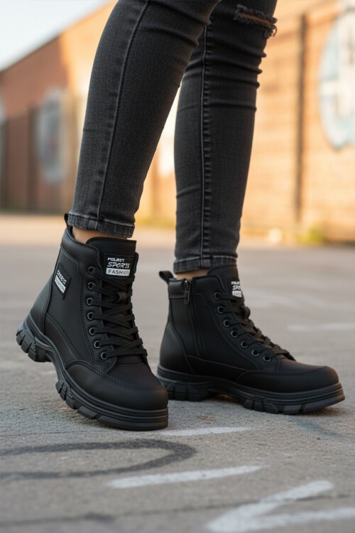 Siyah Nubuk İçi Polarlı Kadın Bot Fashion 24090 Z