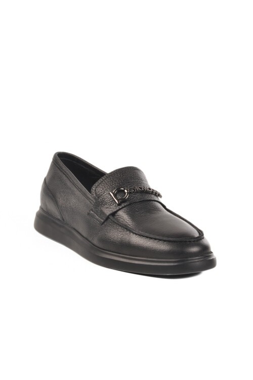 Siyah-Siyah Hakiki Deri Erkek Günlük Ayakkabı 152-21139 M