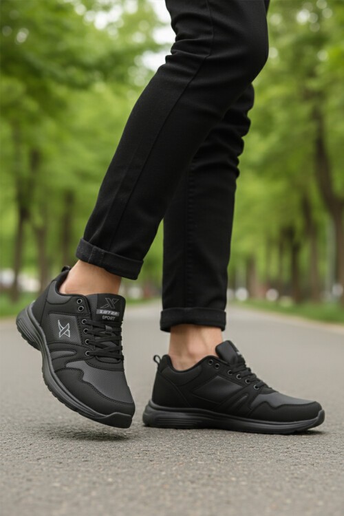 Siyah Hafif Esnek Erkek Spor Ayakkabı Xstep 020-Cilt Büyük Numara M