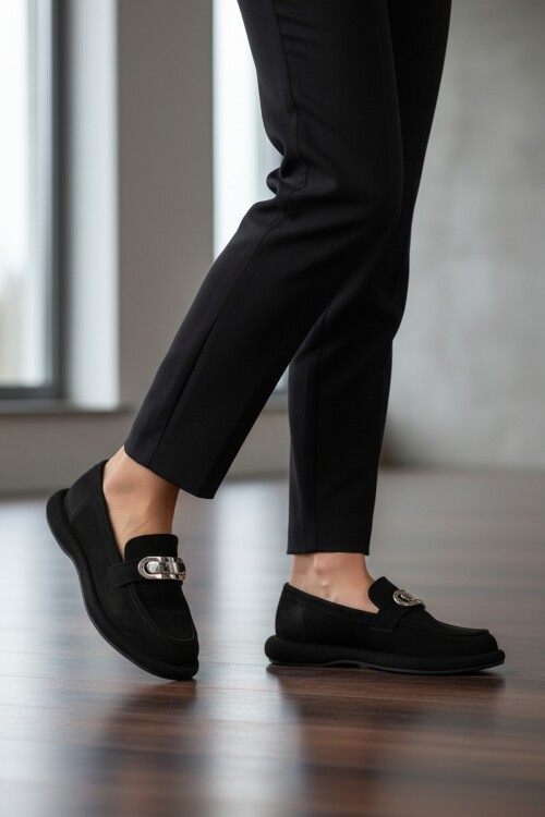 Siyah Süet Hafif Kadın Günlük Ayakkabı 547828 Z