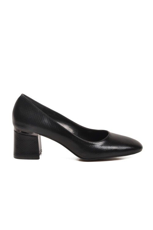 Siyah Yılan Hafif Topuklu Kadın Abiye Ayakkabı 357184 Z