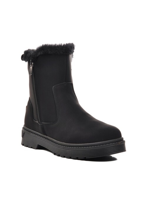 Siyah-Zümrüt Fermuarlı Polarlı Kadın Bot 23003 Z