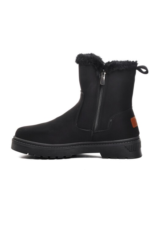 Siyah-Zümrüt Fermuarlı Polarlı Kadın Bot 23003 Z