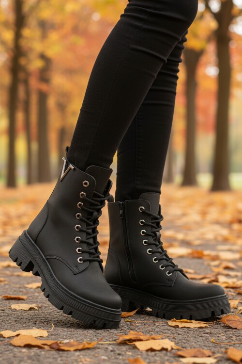 Siyah Zümrüt Fermuaralı Kadın Bot 514531 Z