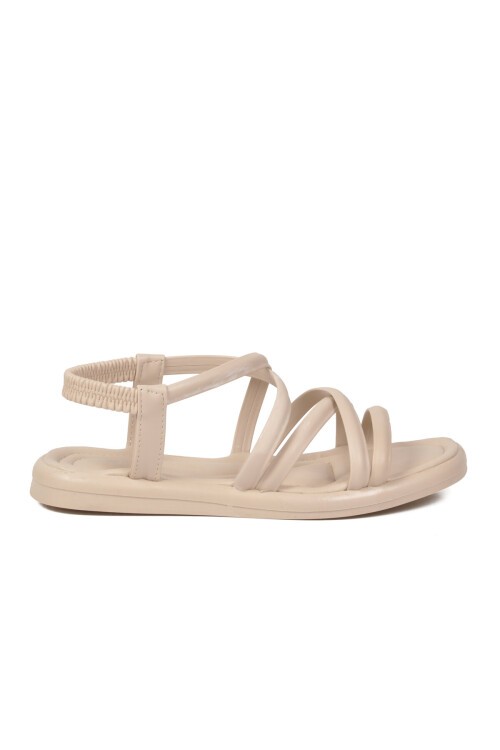 Bej Slingback Düz Topuklu Kadın Sandalet  Z