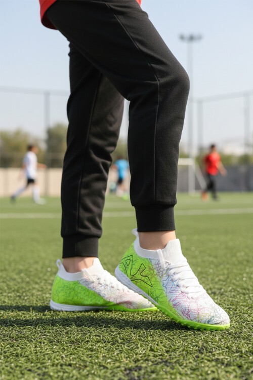 Beyaz-Neon Yeşil Unisex Halı Saha Ayakkabısı GH-252-153 G