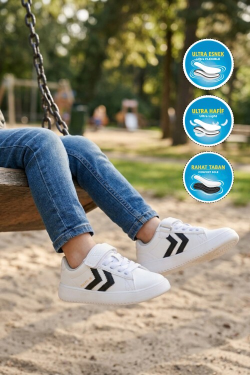 Beyaz-Siyah Rahat Taban Unisex Çocuk Spor Ayakkabı 900869 Hml Jr