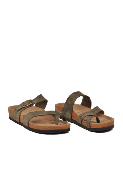 Haki Hafif Parmak Arası Kadın Terlik PC-7547 Z