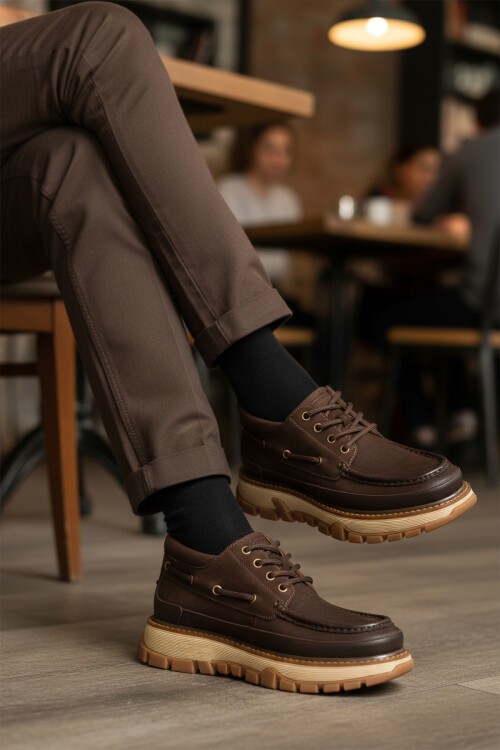 Kahve Nubuk Hakiki Deri Erkek Günlük Ayakkabı 25K550 M