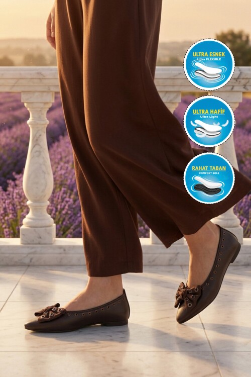 Kahve Hafif ComfortSole Taban Kadın Babet 351092 Z