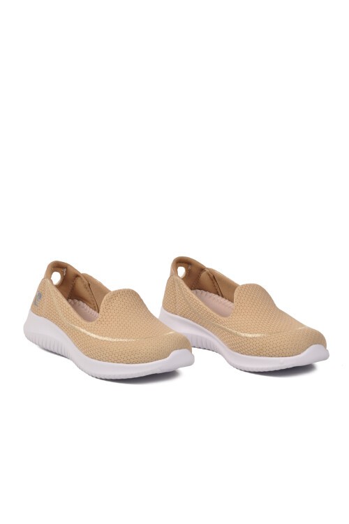 Krem Tekstil Hafif Esnek Kadın Spor Ayakkabı PC-30168 Z
