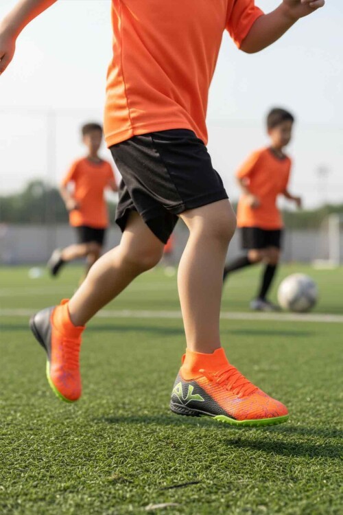 Neon Turuncu-Siyah Çocuk Halı Saha Ayakkabısı FH-252-153 F