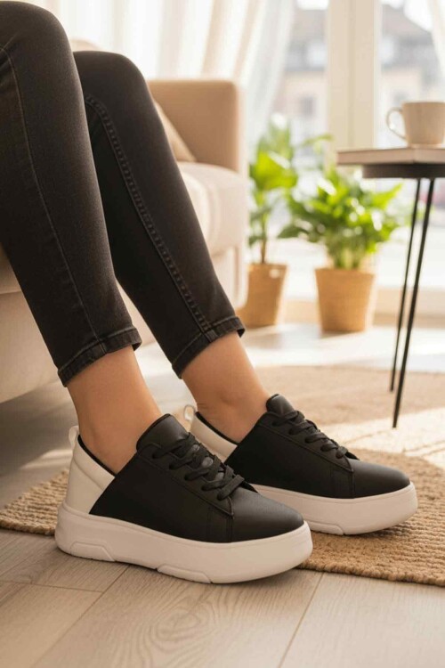 Siyah-Beyaz Kadın Spor Ayakkabı DV-03 Z