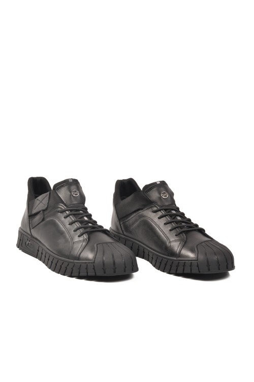 Siyah Hakiki Deri Erkek Günlük Ayakkabı 152-18431 M